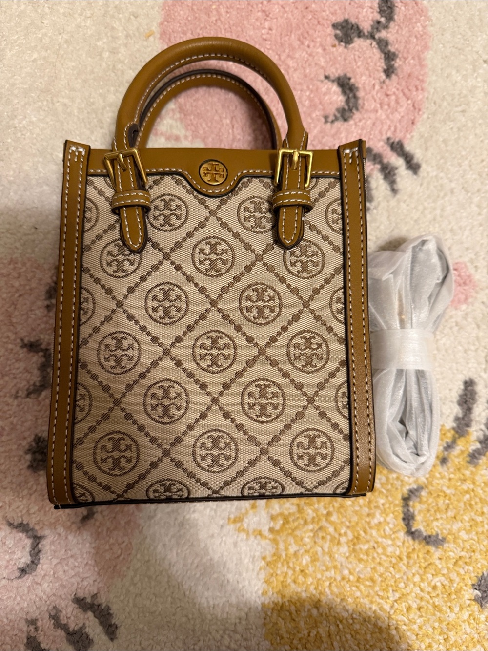 Tory Burch Camel and Cream Logo Mini Tote - NWOT